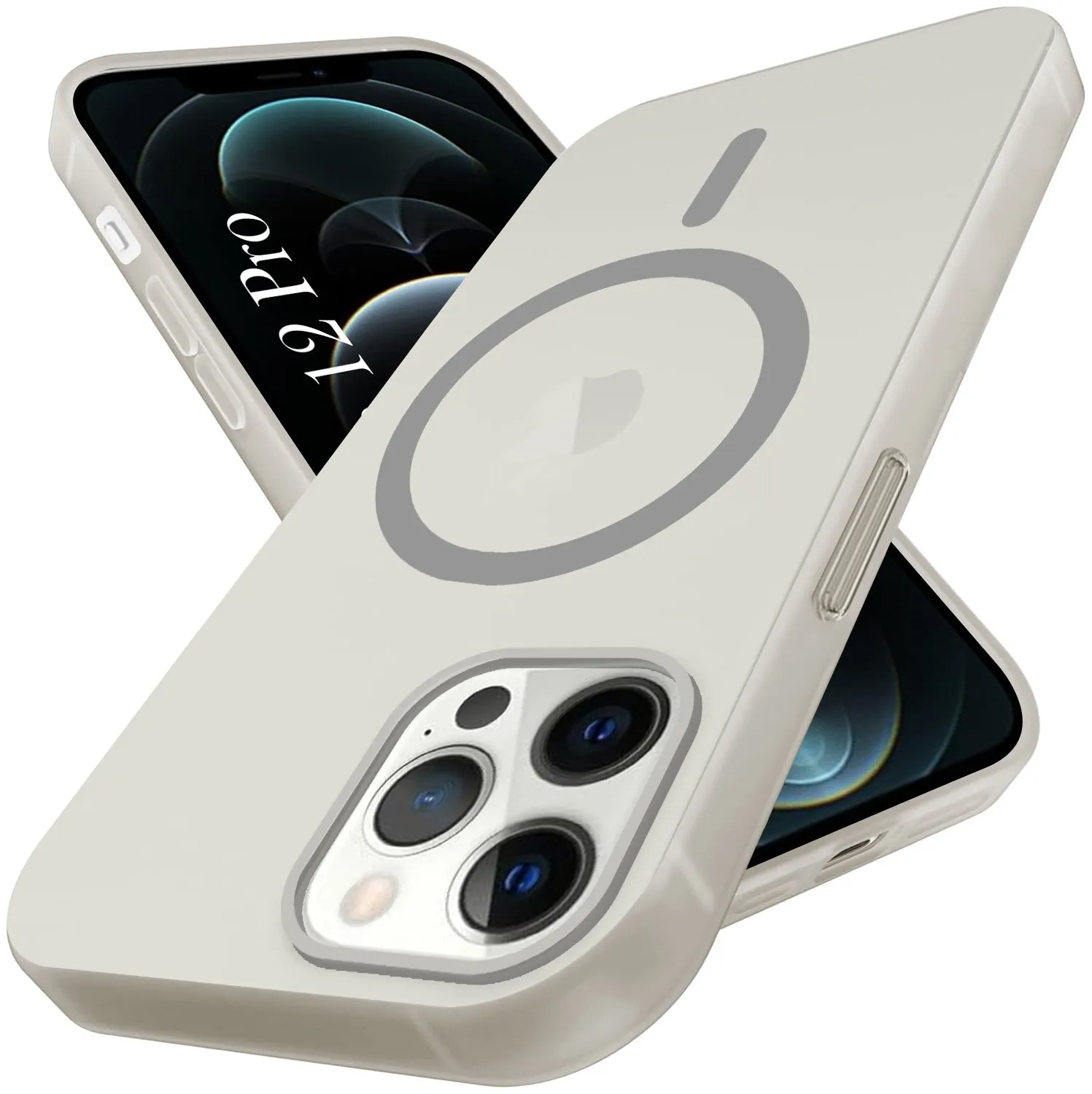 For Apple iPhone 12 Pro Back Cover Case (Frosted Matte Feel | MagSafe Compatible Wireless Charging | Polycarbonate Material) Classic Style Soft Layered Design