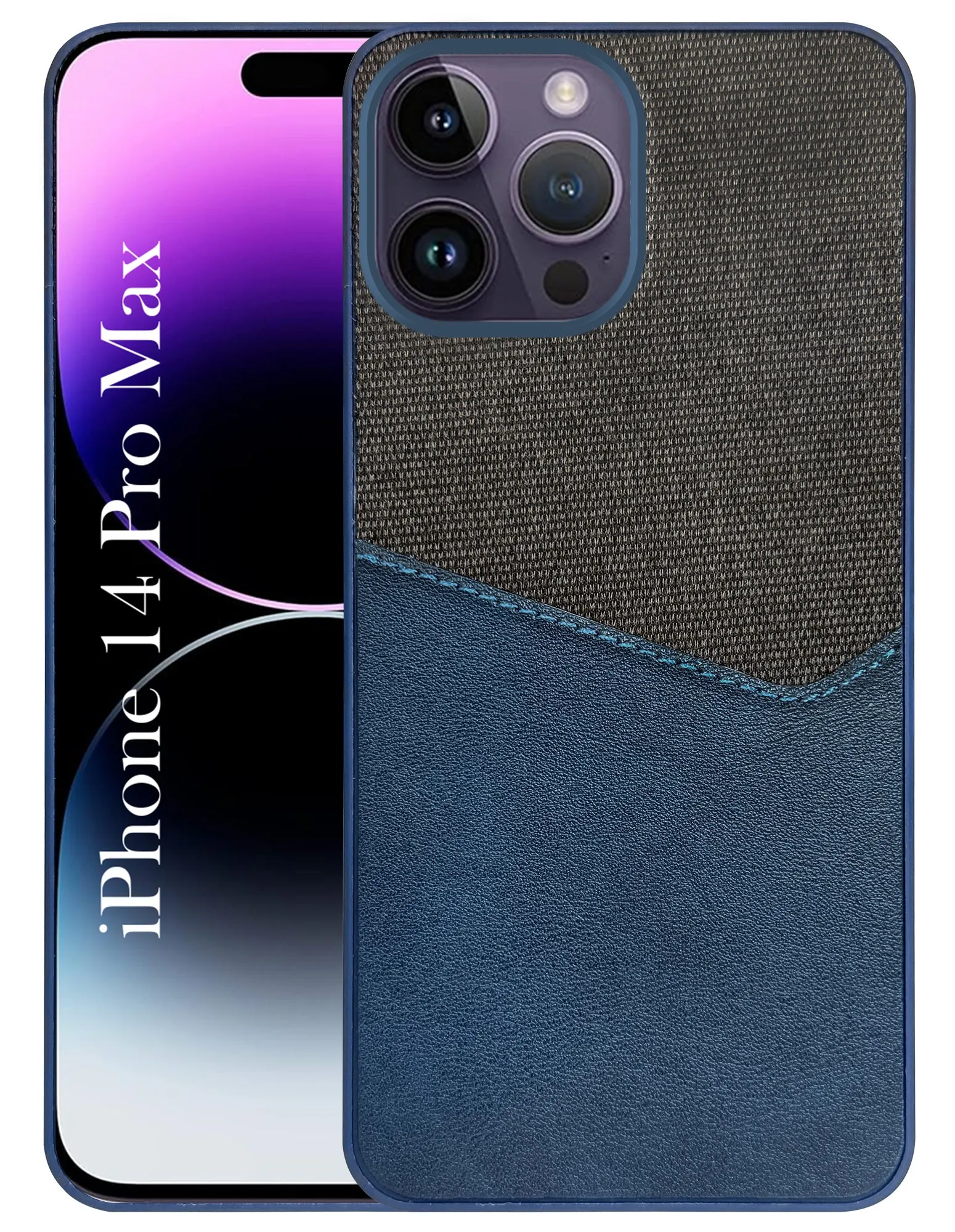 Protective Build Texture For Apple iPhone 14 Pro Max Back Cover Case (Dual PU Leather Stitch | Professional Minimalist | Soft and Flexible)