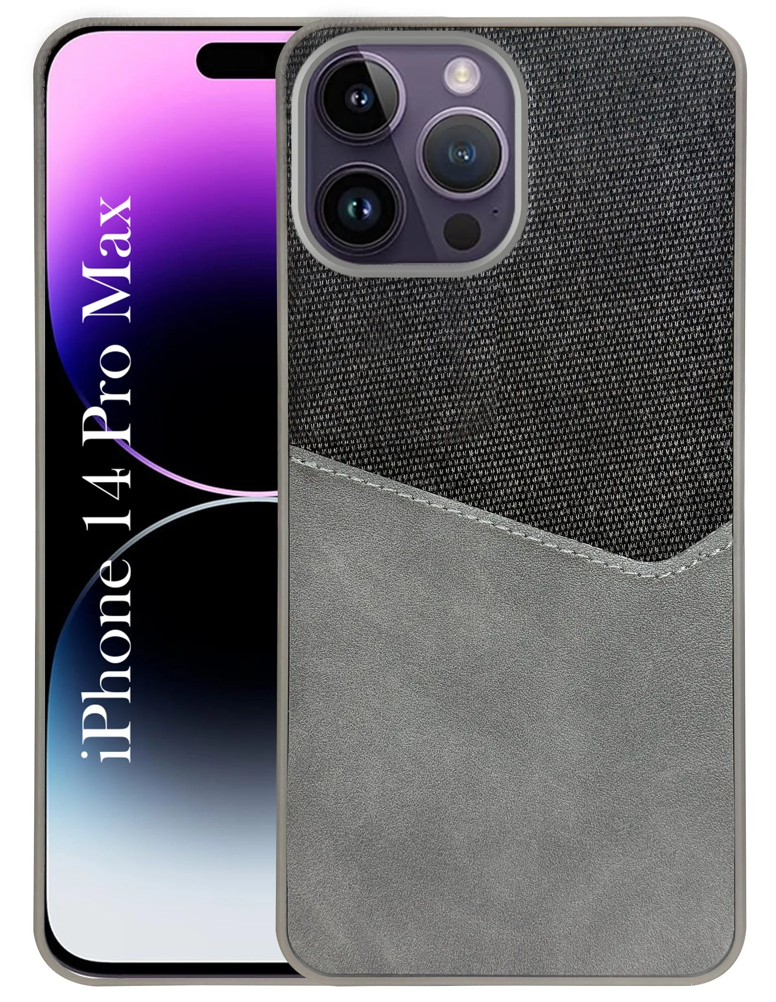 For Apple iPhone 14 Pro Max Back Cover Case (Dual PU Leather Stitch | Professional Minimalist | Soft and Flexible) Fashion Texture Comfort Texture