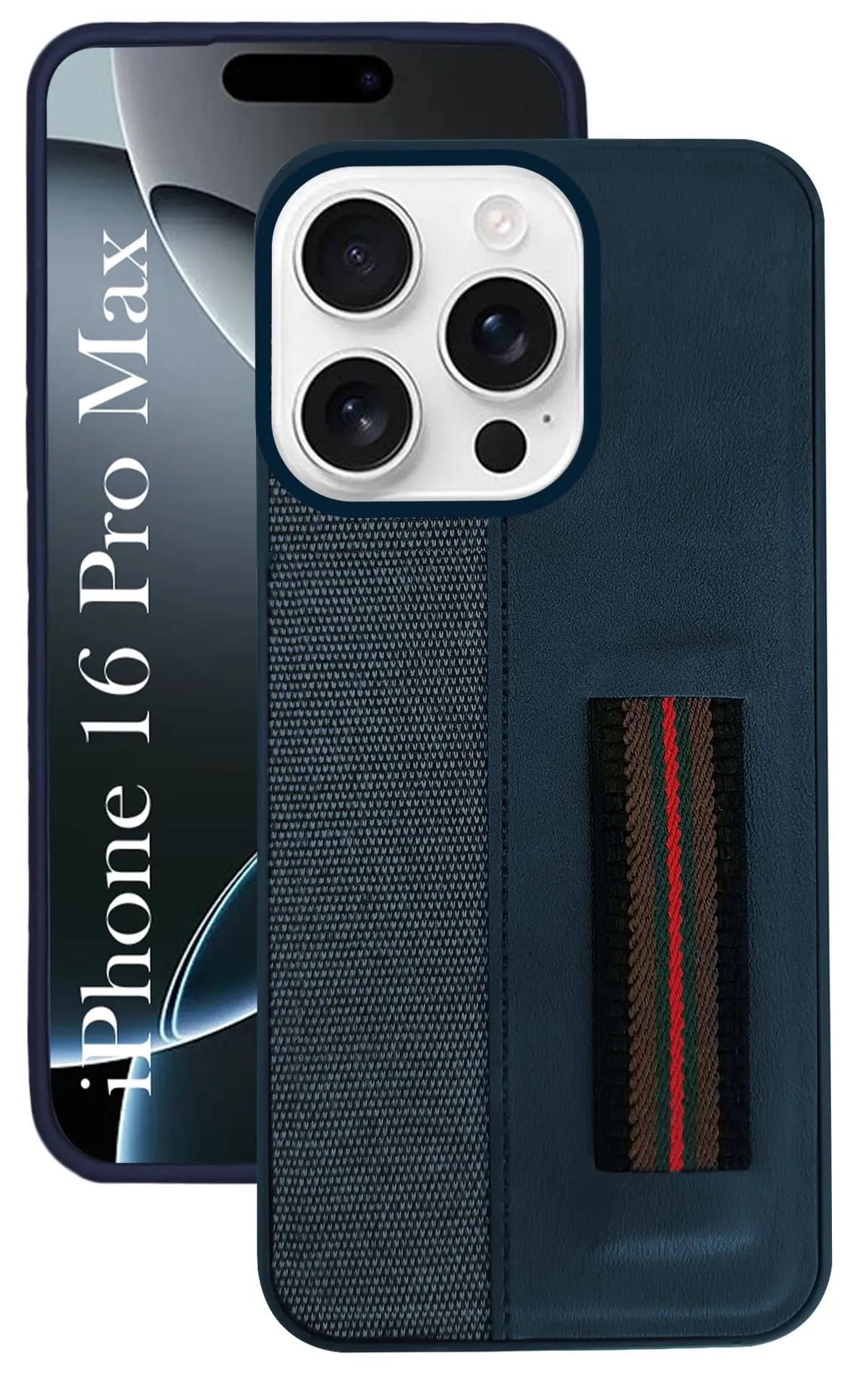 Protective Finish Portable Shield For Apple iPhone 16 Pro Max ( Professional PU Leather | Strip Chain Holder Socket)