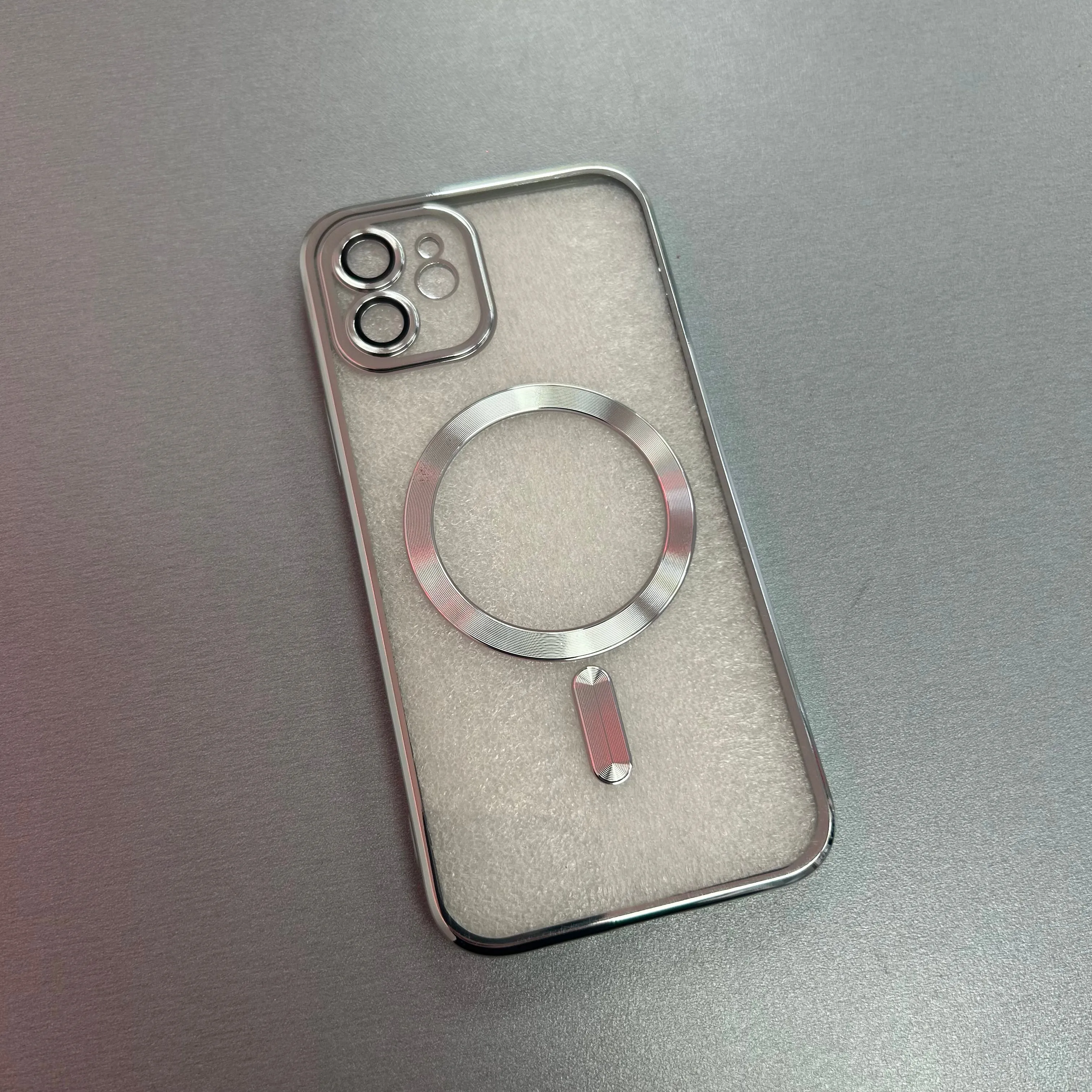 Modern Finish slim fit Silver Magsafe Rear Case & camera lens protection for iPhone