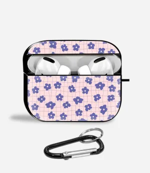 Durable Travel Bag eco sustainable commuter protector Purple Retro Flower Airpods Glass Case