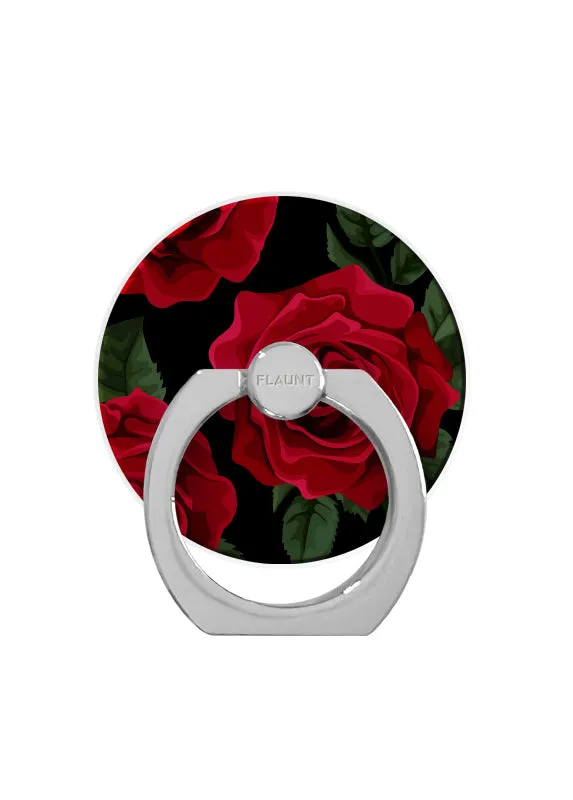 Stylish Desk Dock Rotatable Comfort Rose Print Adhesive Phone Ring Stand