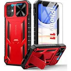 Red Military Case for iPhone 11/12 Protective Frame Design Durable Texture