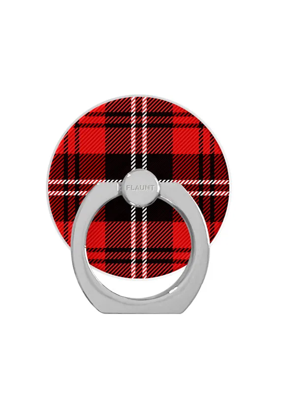 Fashion Spin Grip Red Plaid Adhesive Phone Ring Stand