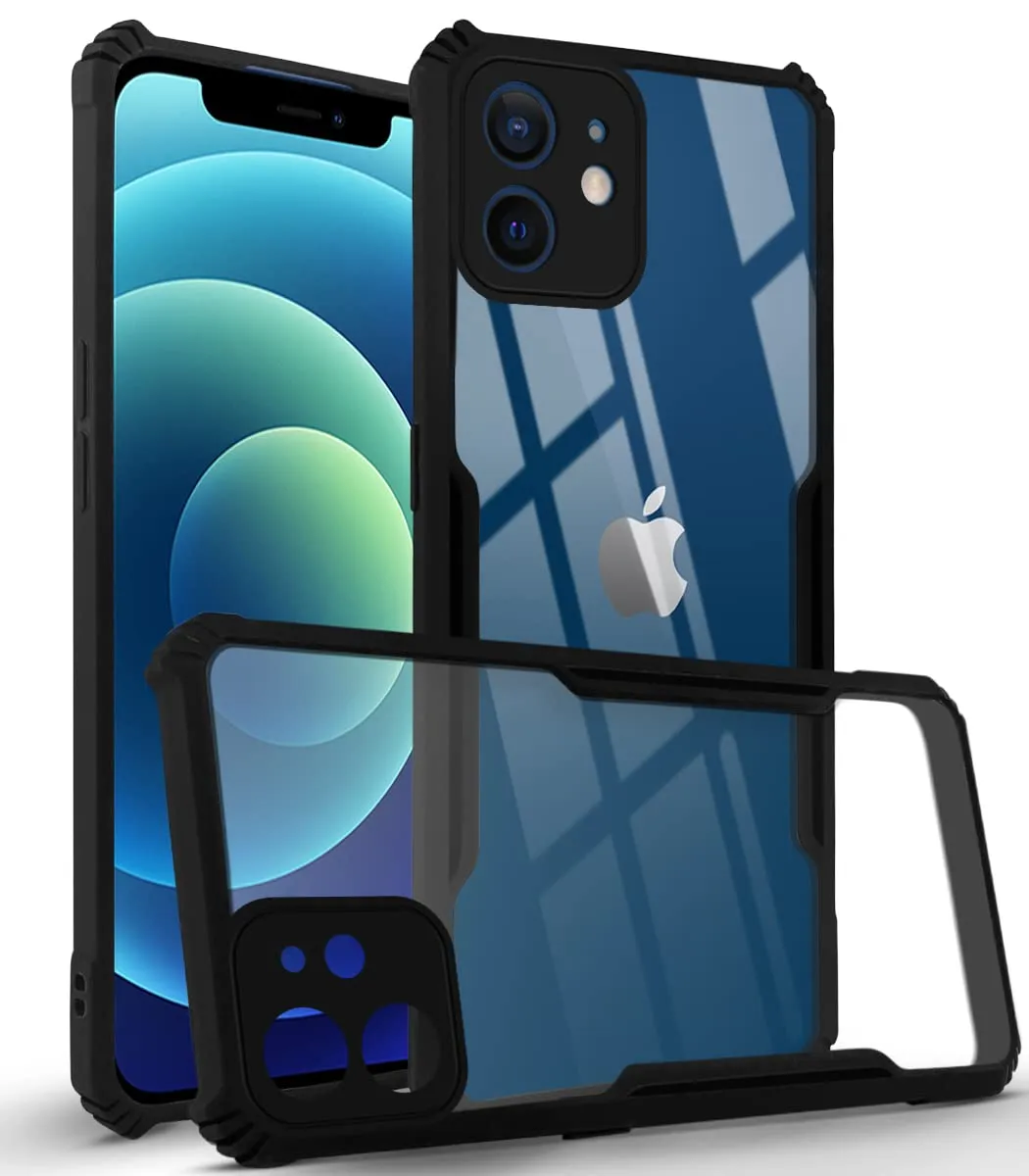 Everyday Use Rugged Build Texture For Apple iPhone 12 Mini Back Cover Case (Crystal Glass Back | Camera Protection | Shockproof Bumpers)