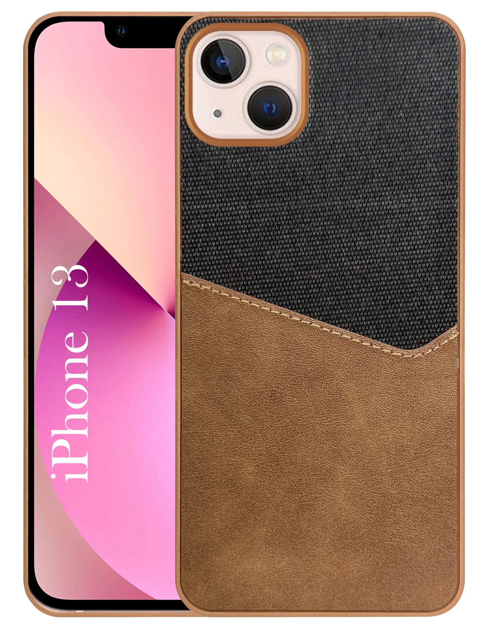 Flexible Grip Texture For Apple iPhone 13 Back Cover Case (Dual PU Leather Stitch | Professional Minimalist | Soft and Flexible)