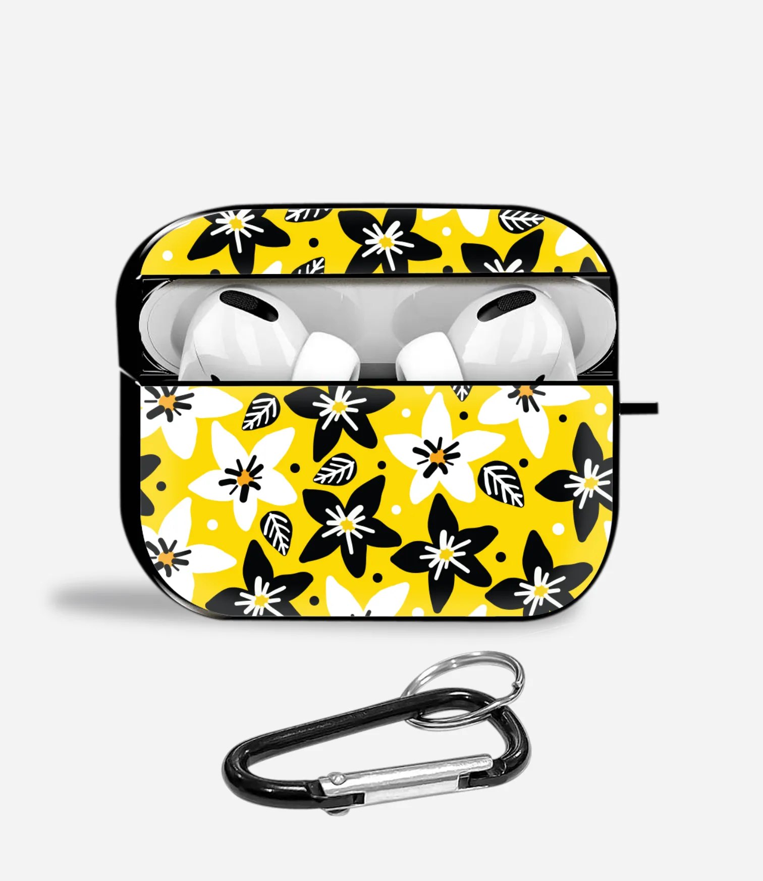 Black/White Floral Pattern Airpods Glass Case vivid neon ergonomic pocket silicone airpods protector