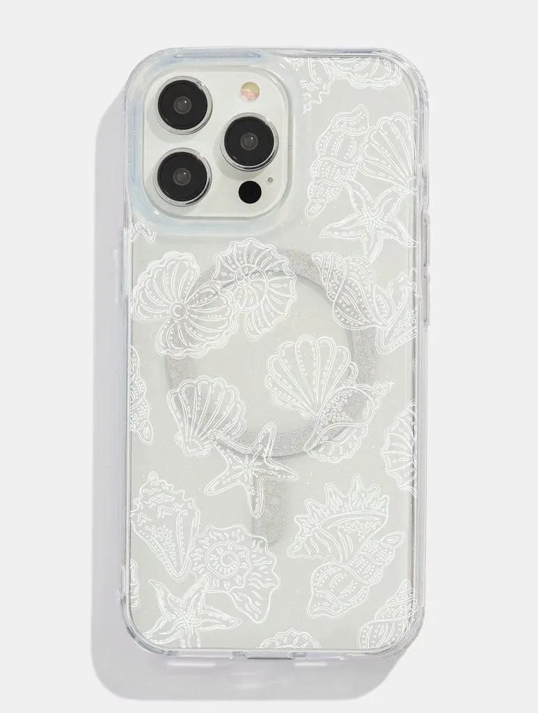 White Sea Shells Glitter MagSafe iPhone Case Stylish Color