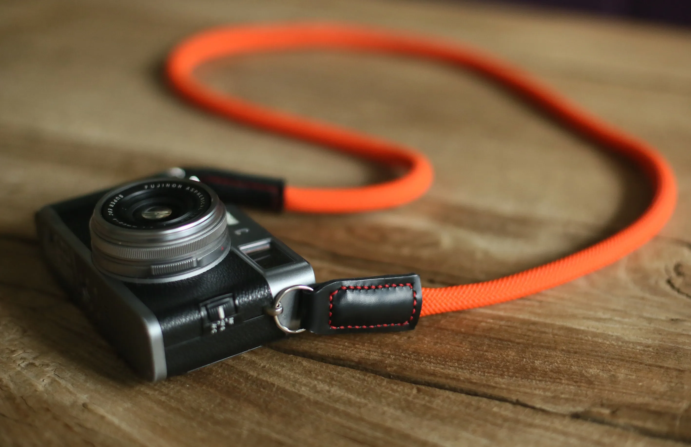 Camera strap handmade pure orange climbing rope black leather | windmup.com Multi Purpose