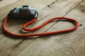 Camera strap handmade pure orange climbing rope black leather | windmup.com Phone Adventure