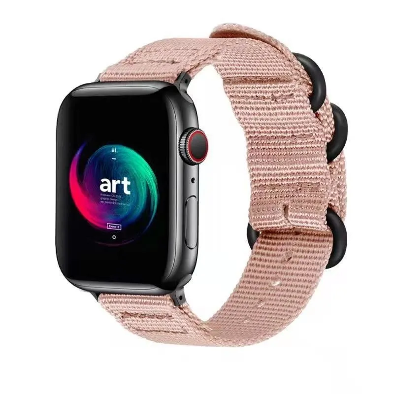 Apple Watch Nylon Strap with Buckle (Pink) Modern Look Style Urban Accessory