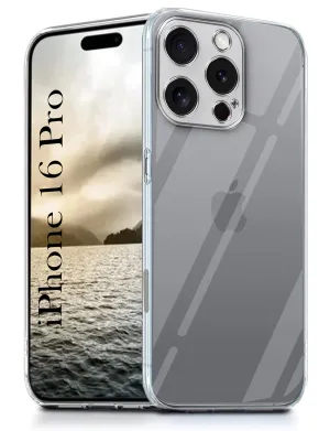 For Apple iPhone 16 Pro Back Cover Case ( Silicone Case with Camera Protection and Dust Plugs | Transparent) Slim Design Elegant Detail