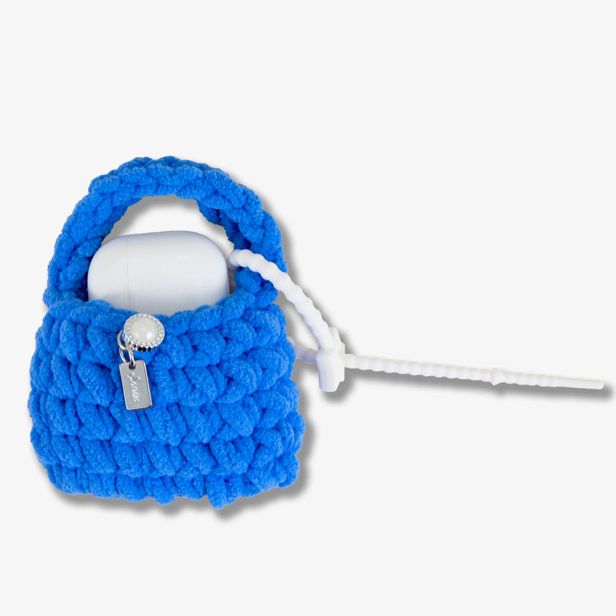 Soft Compact Bag Knit Earbud / AirPods? Pouch - Blue