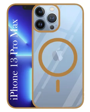 For Apple iPhone 13 Pro Max  Back Cover Case (MagSafe Compatible Wireless Charging | Hybrid Camera Bump Protection | Shockproof Polycarbonate Material) Luxury Edge Texture