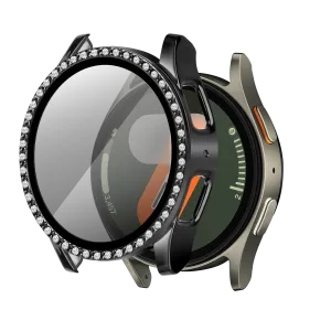 Cycling Shell Protective Bumper Samsung Galaxy Watch 7 - 40mm Diamond Case with Glass (Black)