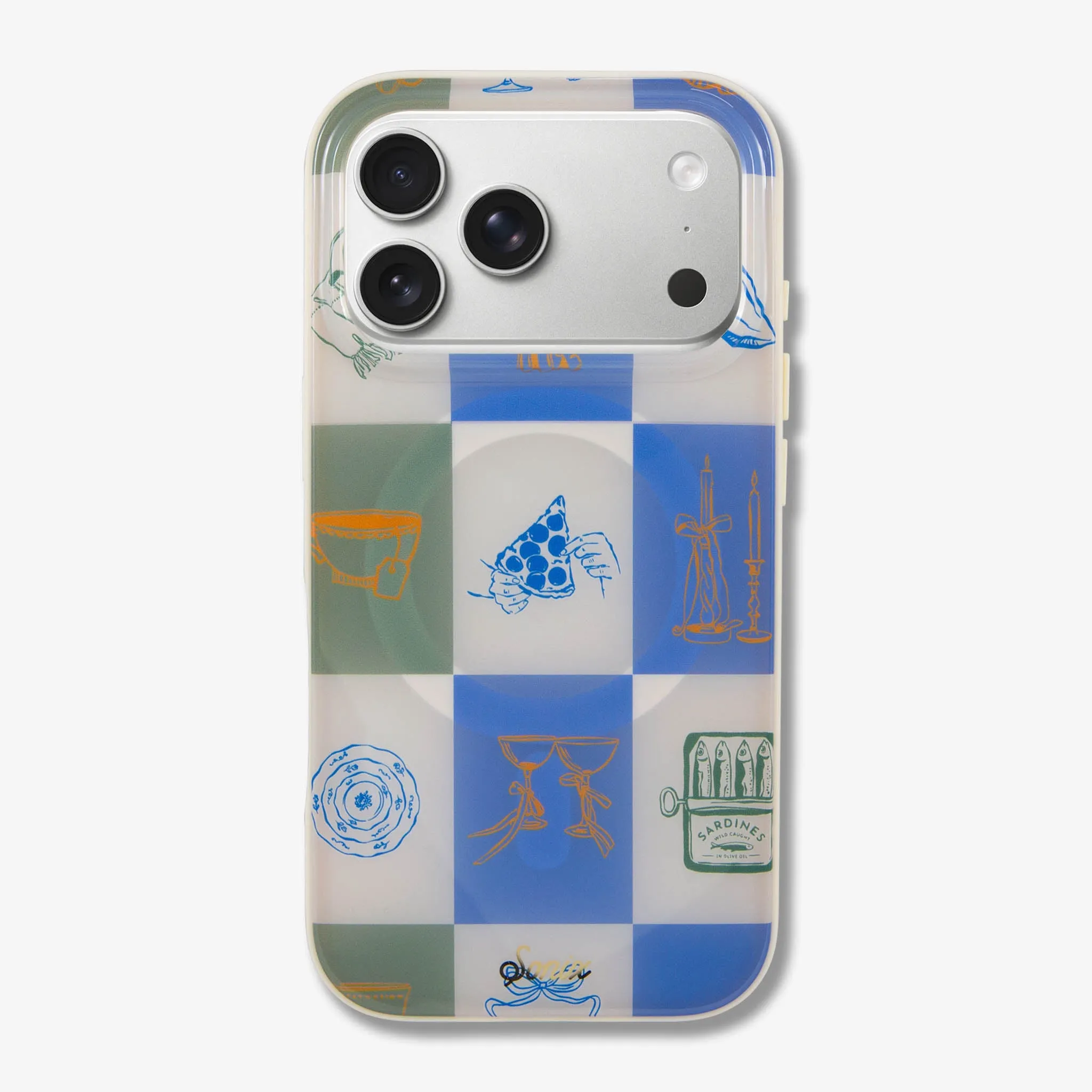 Santorini Check MagSafe? Compatible iPhone Case Lightweight accessory