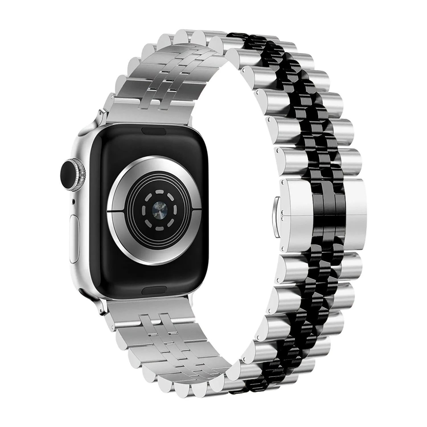 Apple Watch Steel Strap Jubilee (Silver/Black) Skin Safe Material Luxury Fashion Fit