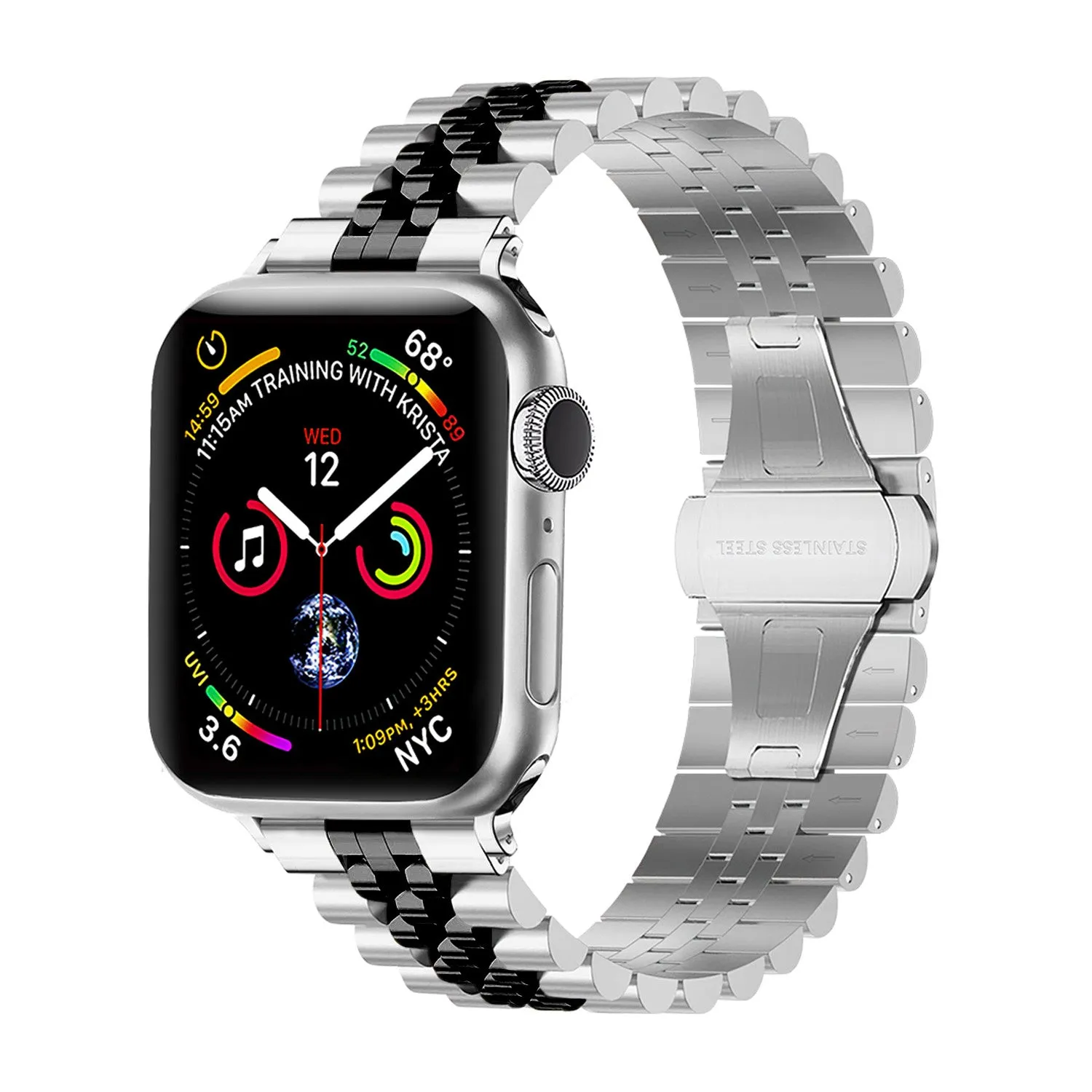 Apple Watch Steel Strap Jubilee (Silver/Black) Classic Active Design