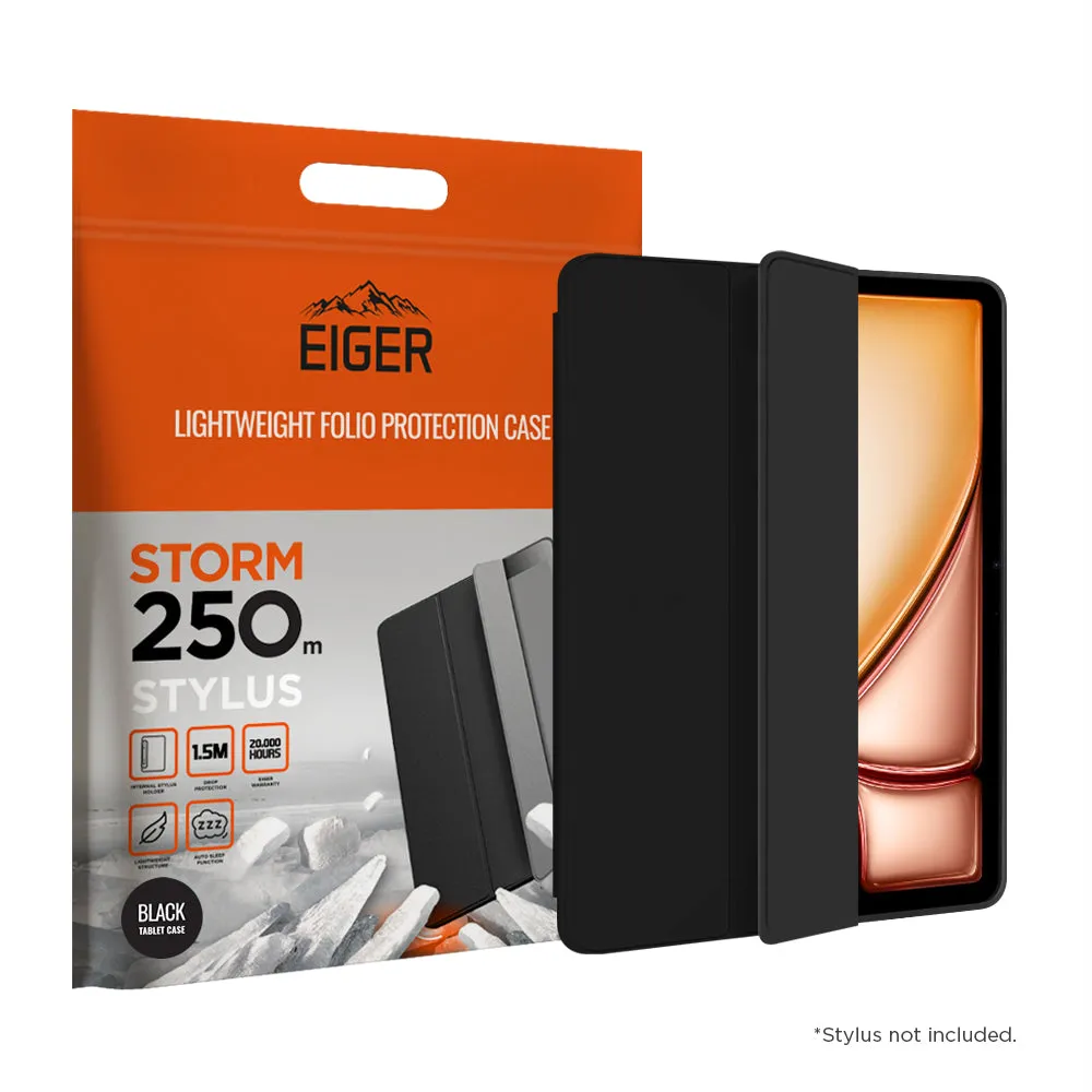 tablet folio for reading Eiger Storm 250m Stylus Case for Apple iPad Air 13 (2024)/ Pro 12.9 (2022)/(2021) in Black