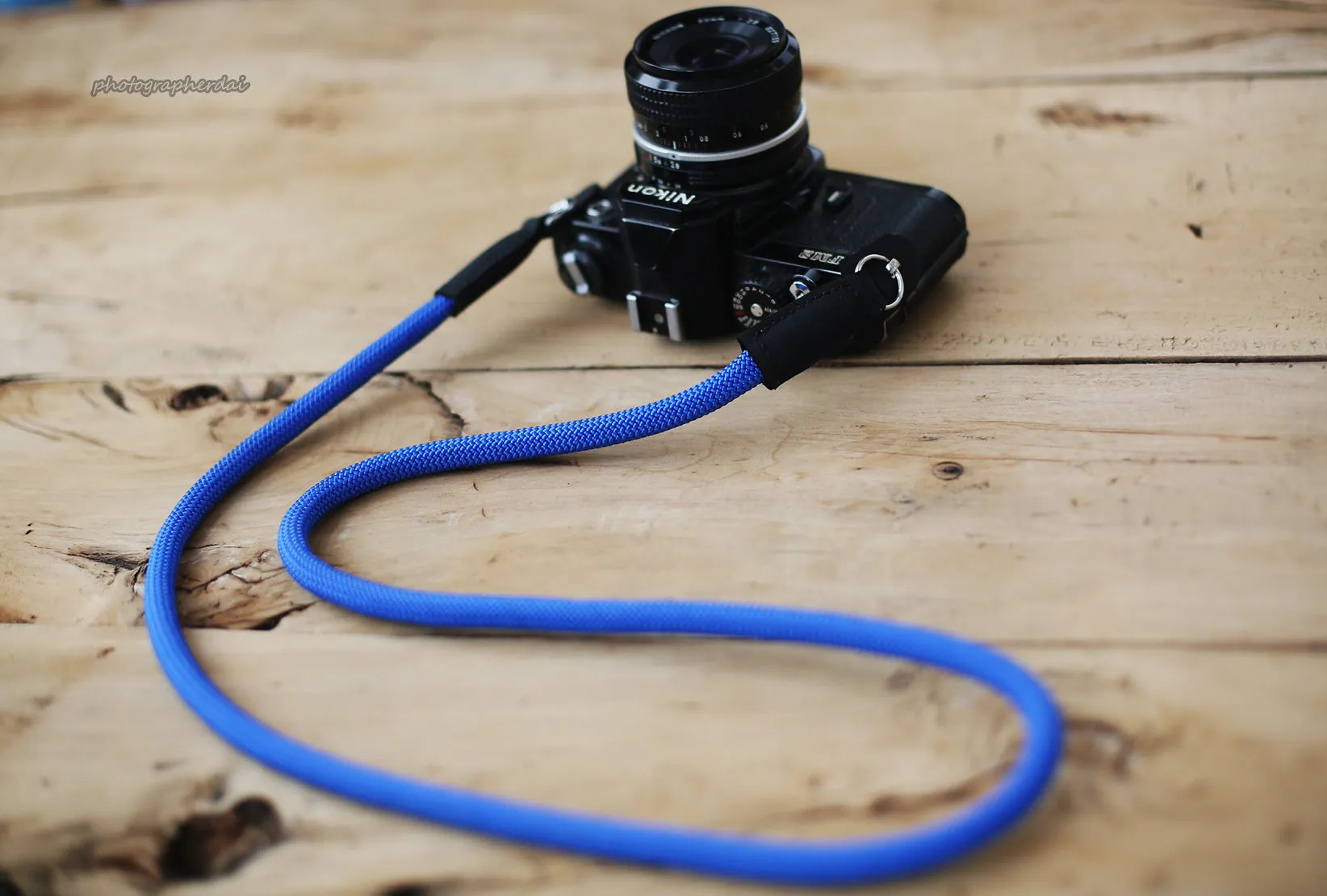Cycling Lanyard Camera neck strap handmade light blue climbing rope | windmup