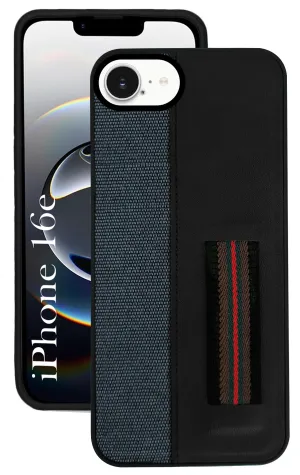 High Quality For iPhone 16e Back Cover Case (Professional PU Leather | Strip Chain Holder Socket)