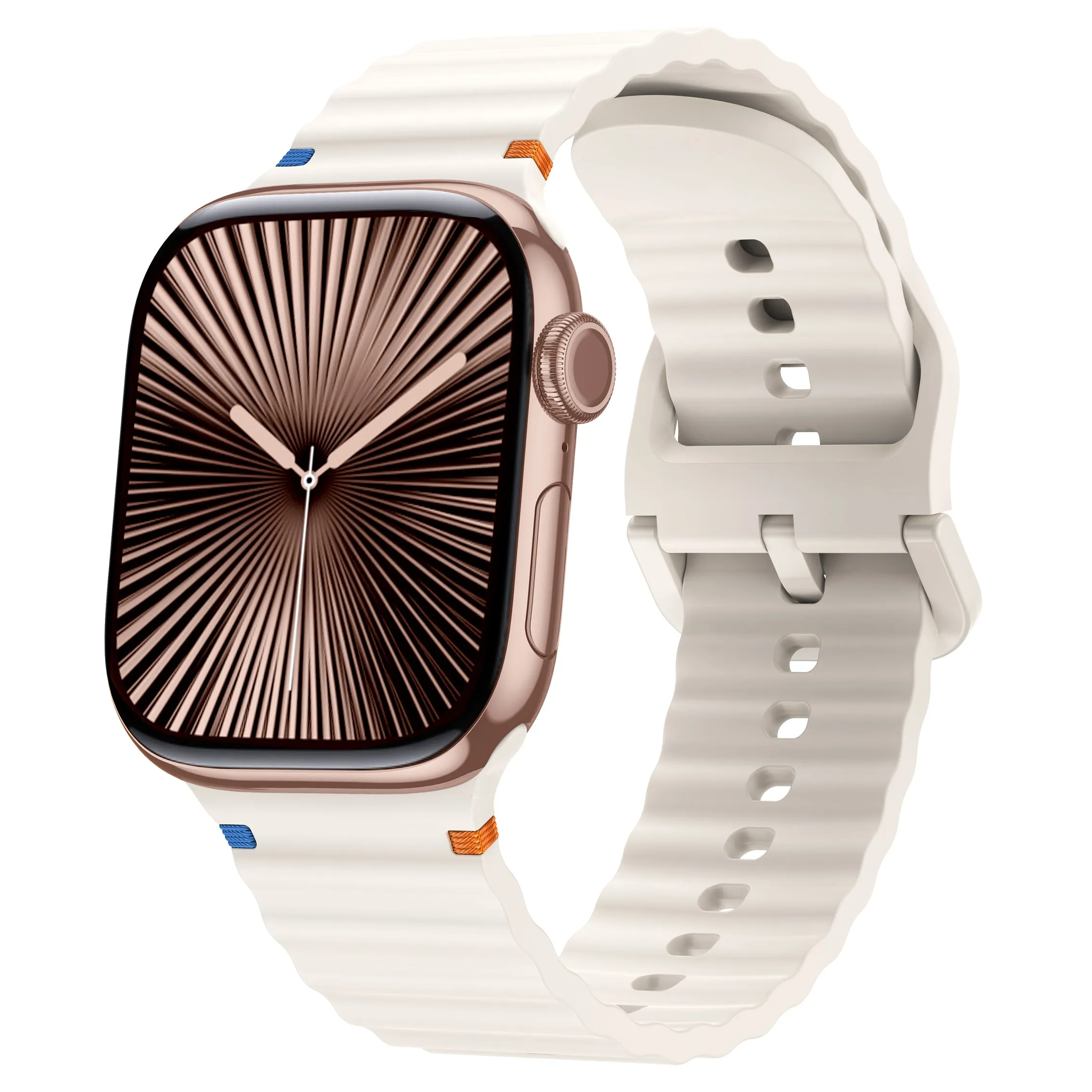 Comfortable Activity Gear Apple Watch Wave Silicone Strap (Starlight)