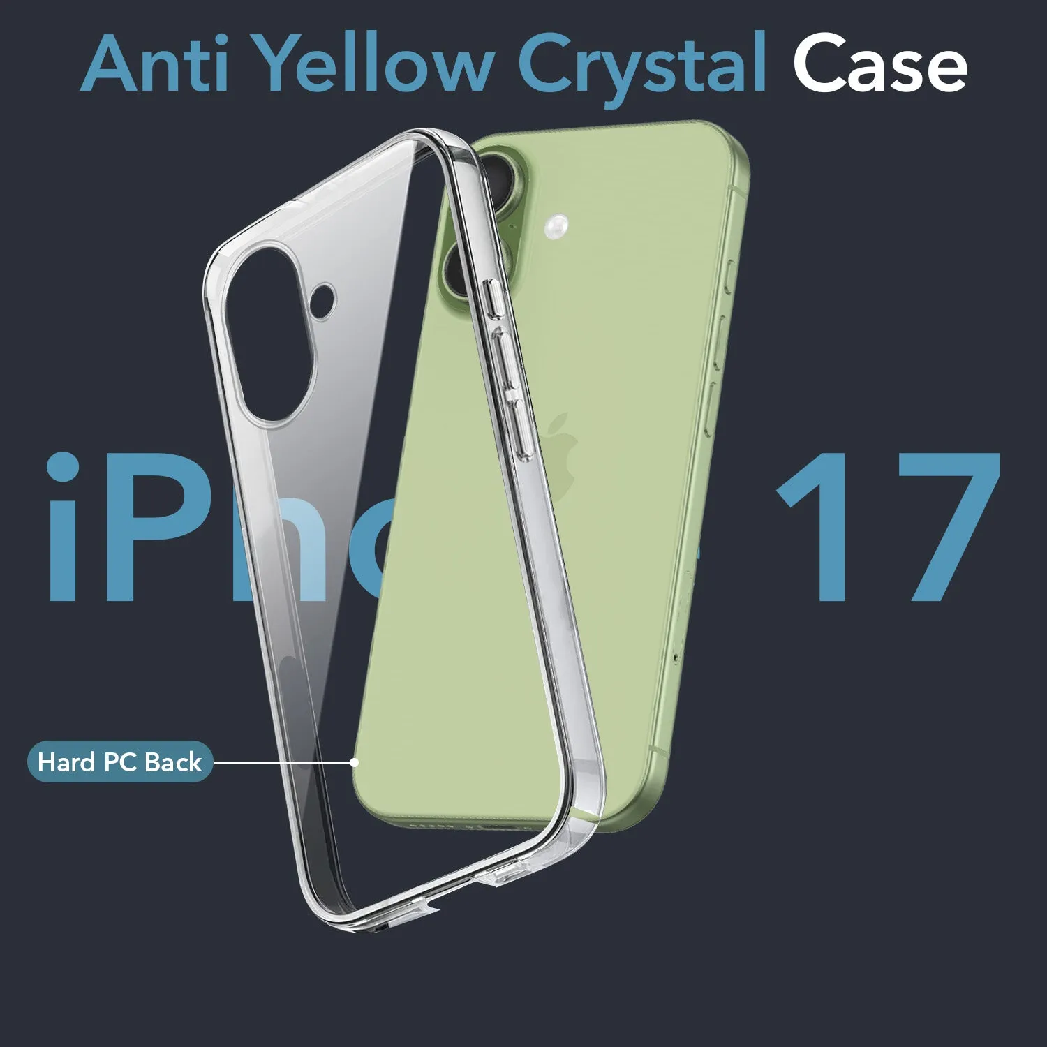 For Apple iPhone 17 Back Cover Case (Sleek Hard Crystal | Shockproof and Camera Protection) Durable Build daily protection