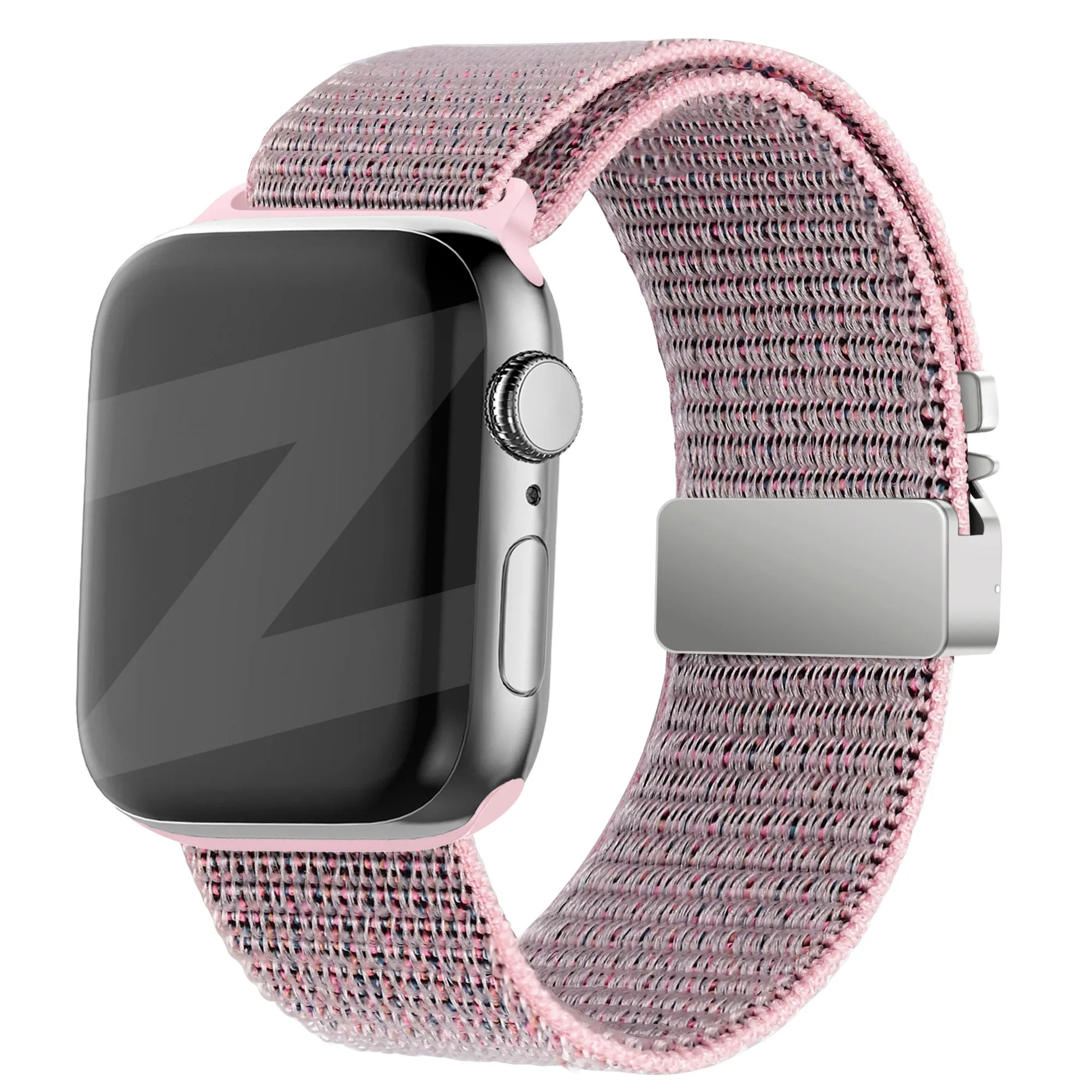 Bandz Apple Watch Nylon Strap 'Classic' with P-Buckle (Grey/Pink) Comfort Active Style Modern Look Design