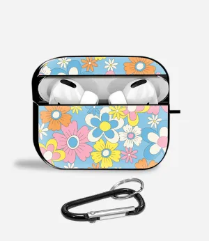 Hippie Flowers Airpods Glass Case Minimalist Silicone Holder