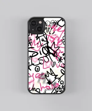 Modern Accent Pink Graffiti Abstract Glass Phone Case Cover