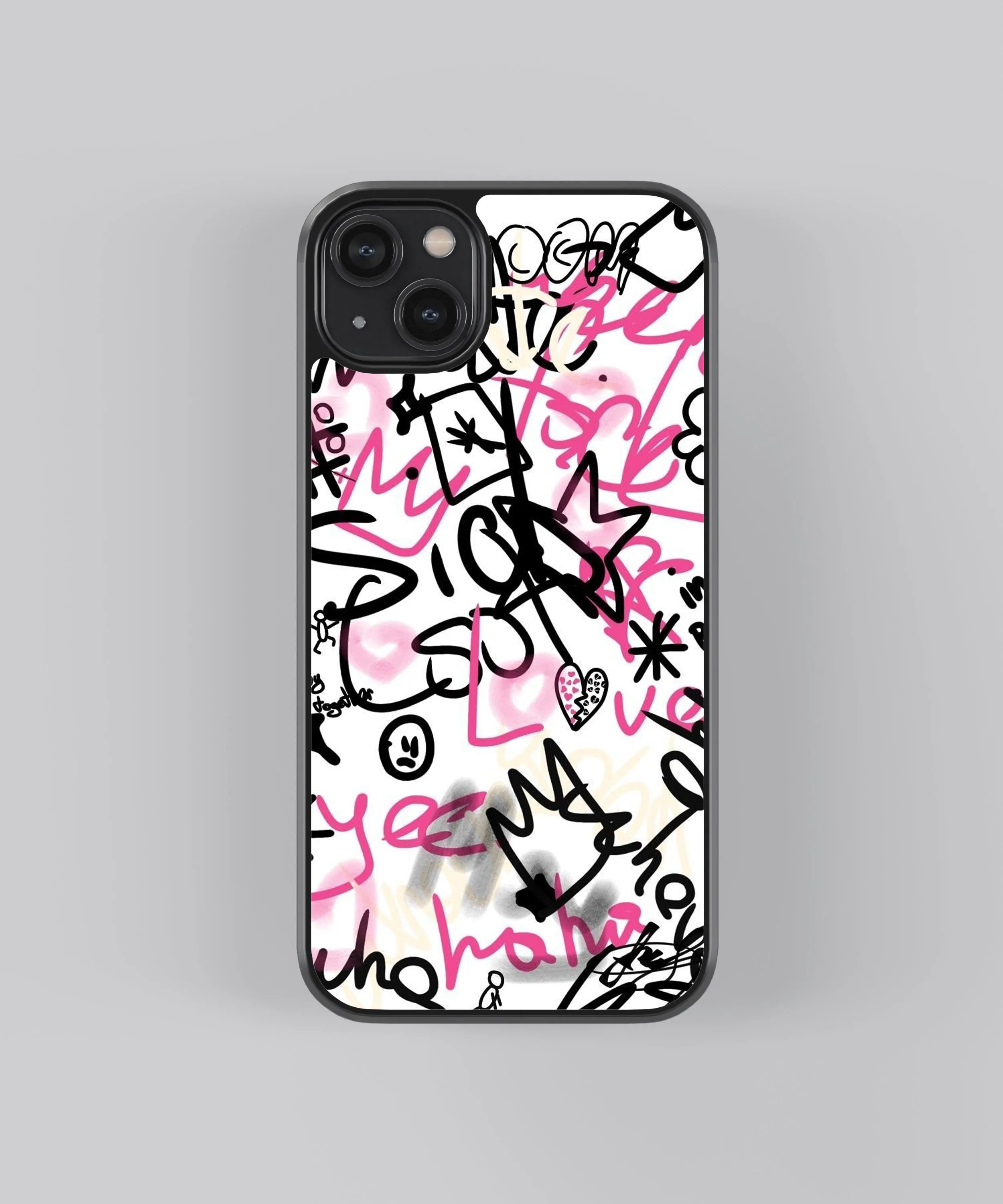 Modern Accent Pink Graffiti Abstract Glass Phone Case Cover