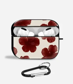 Scarlet Hibiscus Aipods Glass Case Creative Rubber Bag