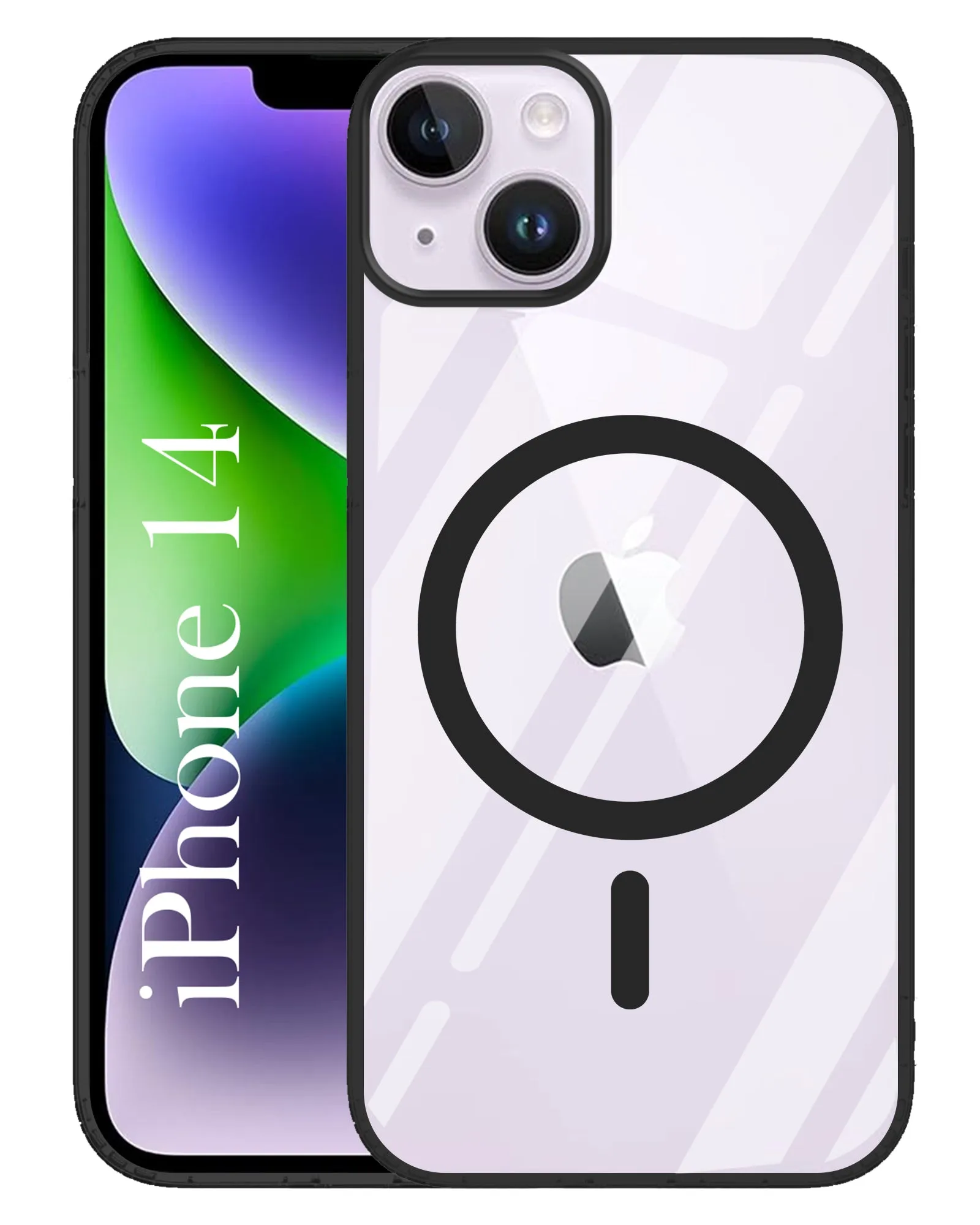 For Apple iPhone 14 Back Cover Case ( Black MagSafe Compatible Wireless Charging | Hybrid Camera Bump Protection | Shockproof Polycarbonate Material Stylish Touch Everyday Protection