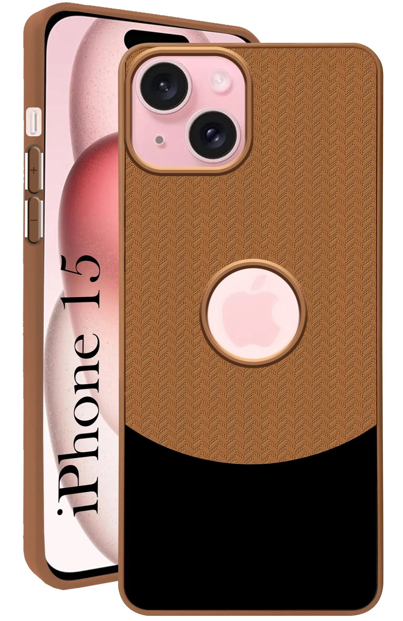 For Apple iPhone 15 Back Cover Case (Elegant PU Leather Finish | Premium Minimalist Professional | Camera Protection Bump) Hybrid Form Protective cover