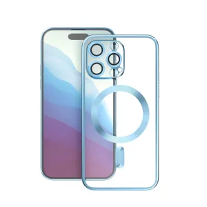iPhone 15 pro max - Far peak blue Electroplating with Magsafe Luxury Surface Layer Polished Edge