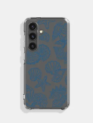 Blue Outline Sea Shells Android Case Fashion Accessory Flexible Surface Texture
