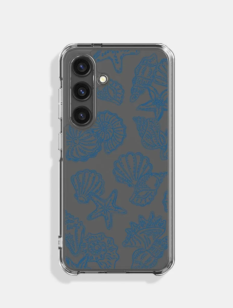Blue Outline Sea Shells Android Case Fashion Accessory Flexible Surface Texture