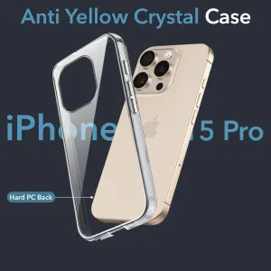 For Apple iPhone 15 Pro Back Cover Case (Hard Anti Yellow Clear Case | Drop & Camera Protection | Shockproof Polycarbonate) Textured Detail