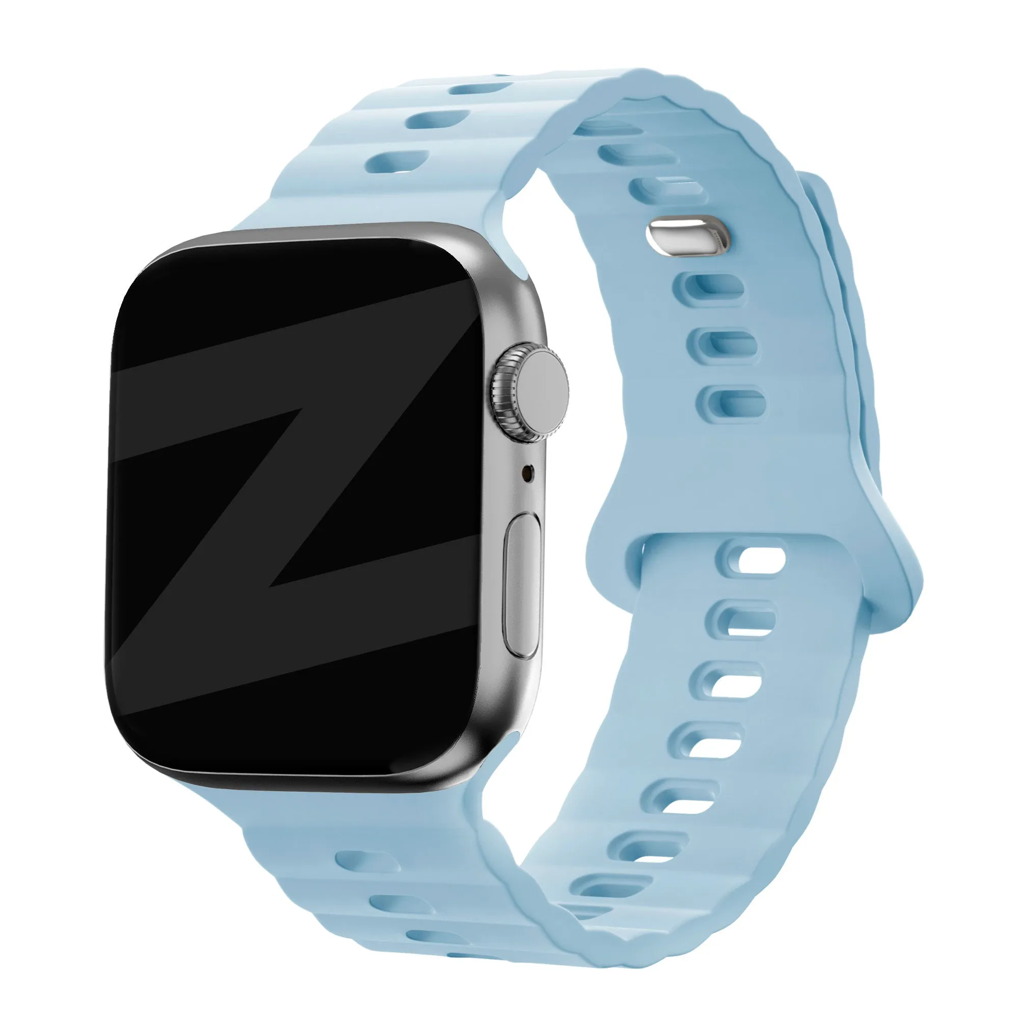 Bandz Apple Watch Silicone Strap 'Single Link' (Light Blue) Easy Attachment Light Touch