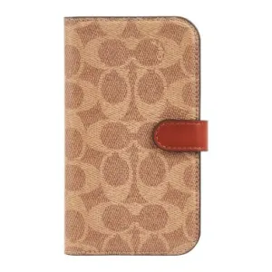 Compact Grip Rugged Finish iPhone 15/14/13 Coach Folio Signature C Case - Tan