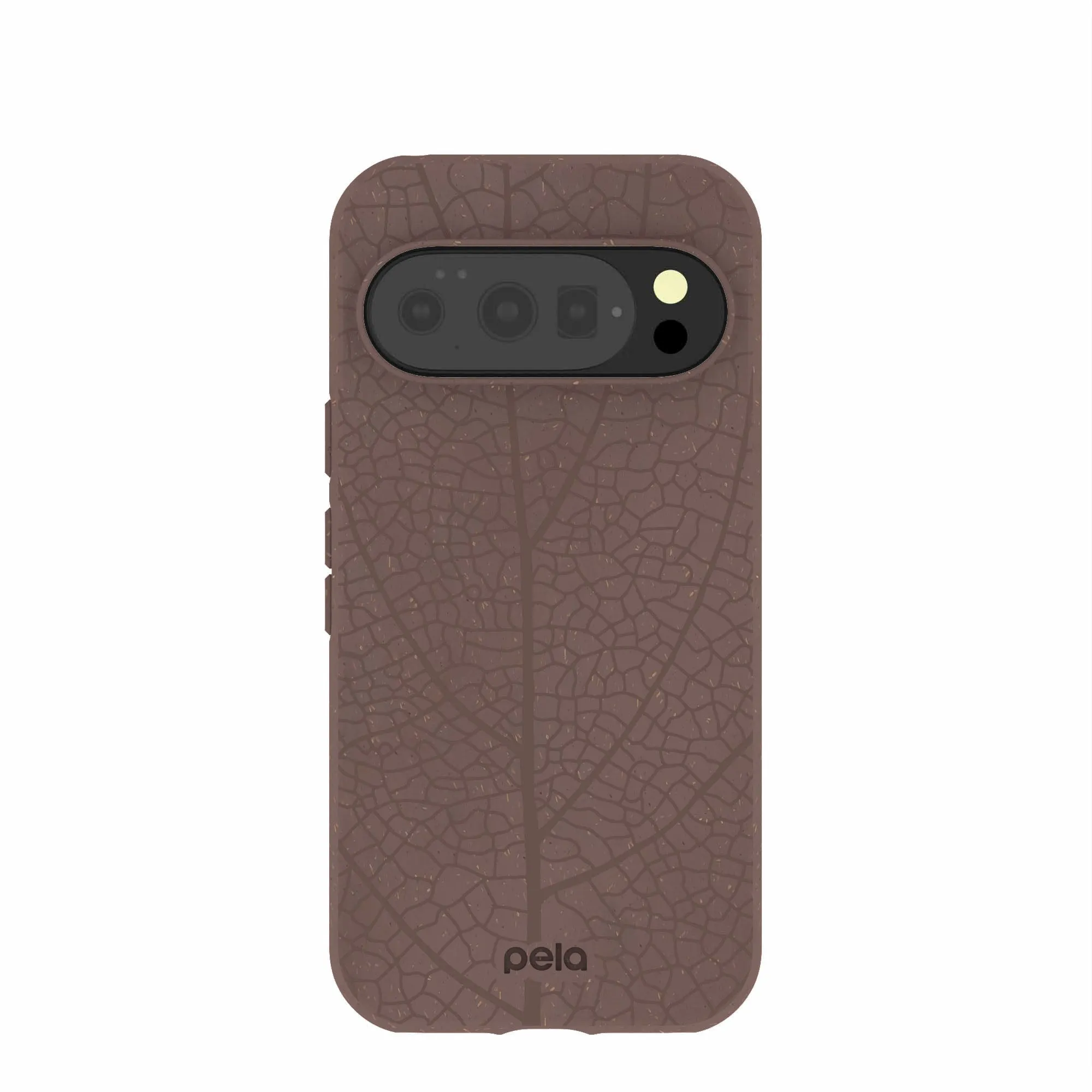 Chocolate Brown Leaf Veins Google Pixel 10/10 Pro Case Shock Absorption Layer