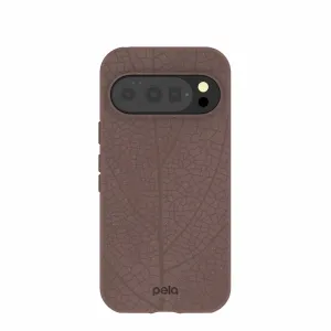 Chocolate Brown Leaf Veins Google Pixel 10/10 Pro Case Shock Absorption Layer