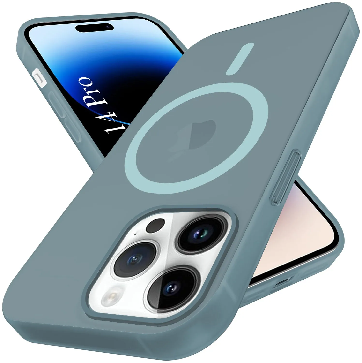 For Apple iPhone 14 Pro Back Cover Case (Frosted Matte Feel | MagSafe Compatible Wireless Charging | Polycarbonate Material) Luxury Accent