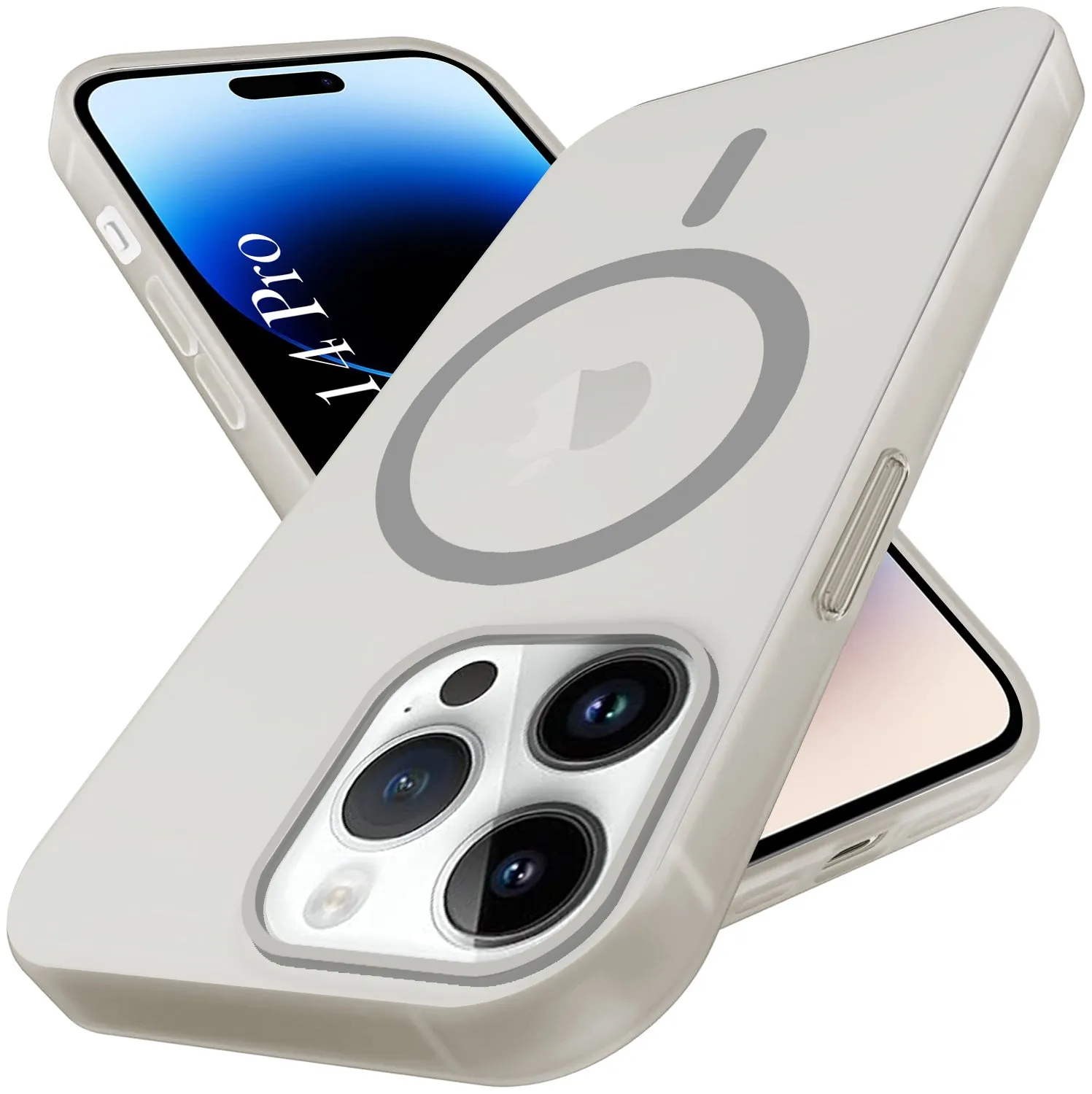 For Apple iPhone 14 Pro Back Cover Case (Frosted Matte Feel | MagSafe Compatible Wireless Charging | Polycarbonate Material) Hybrid Form