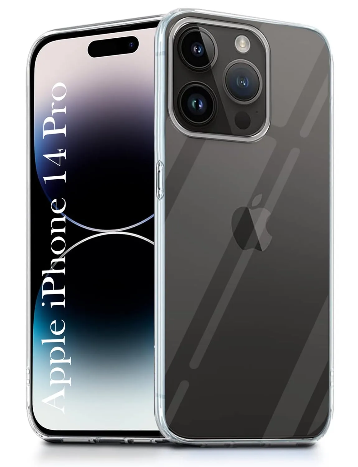 For Apple iPhone 14 Pro Back Cover (Silicone Clear Shockproof Case with Camera Protection | Soft and Flexible | Transparent) Shock absorption Luxury Texture Design