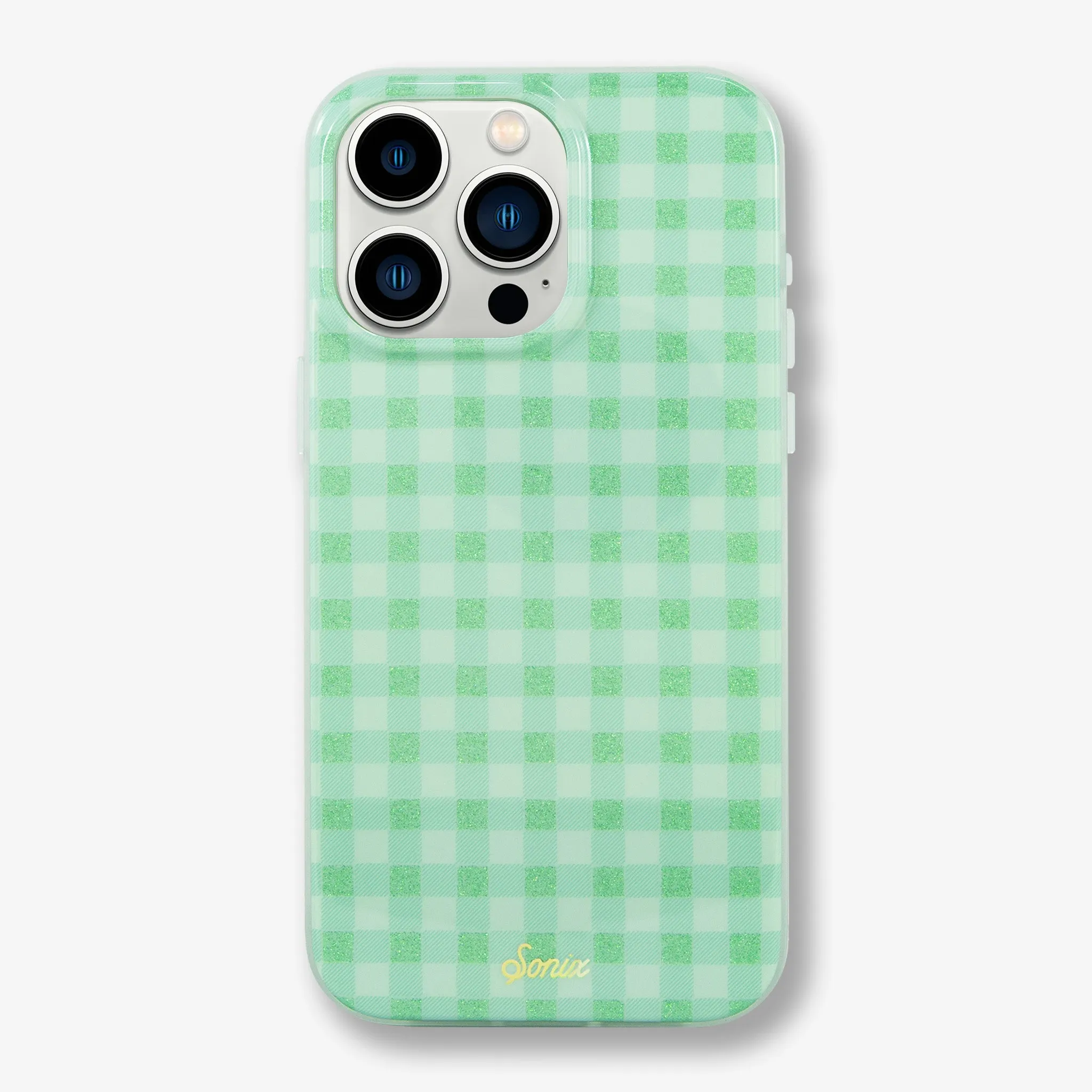 Slim Profile Tactile Feel Minty Gingham MagSafe? Compatible iPhone Case