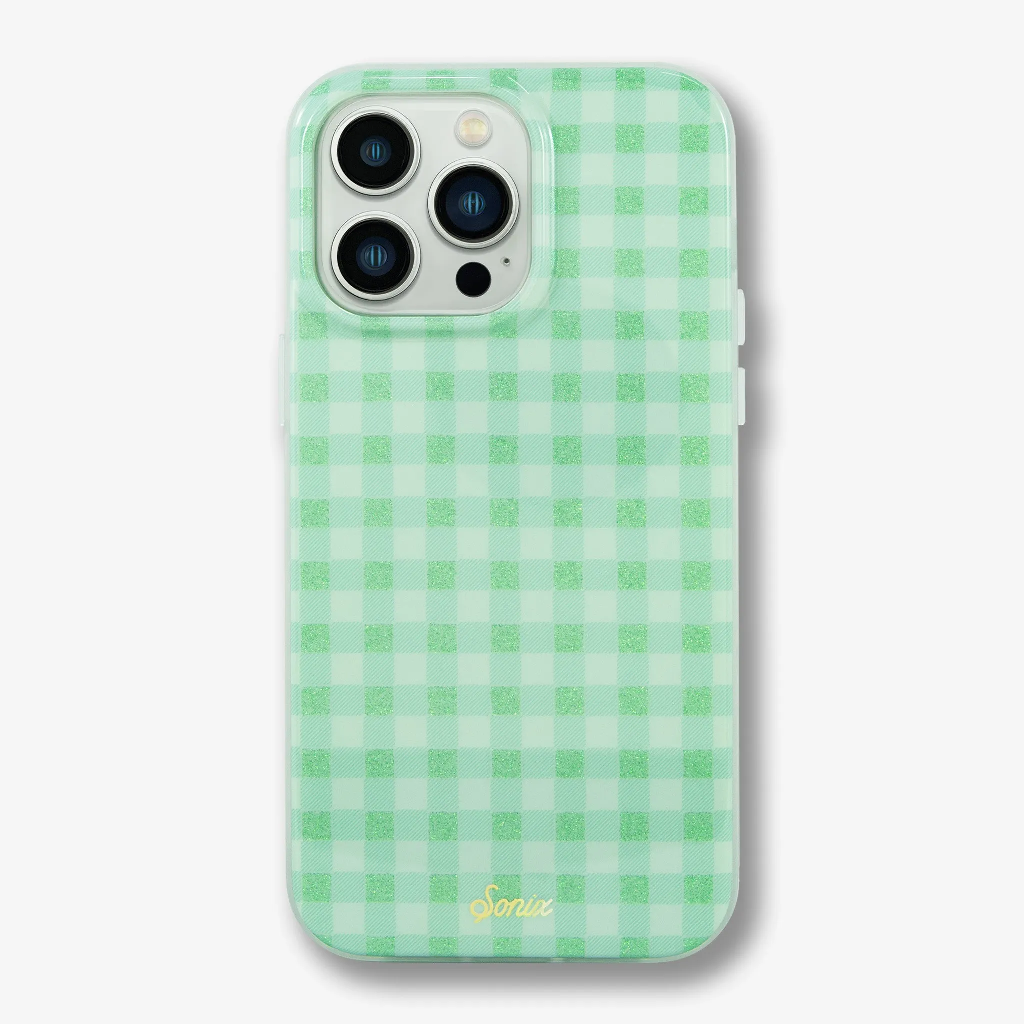 Minty Gingham MagSafe? Compatible iPhone Case Shock Absorber