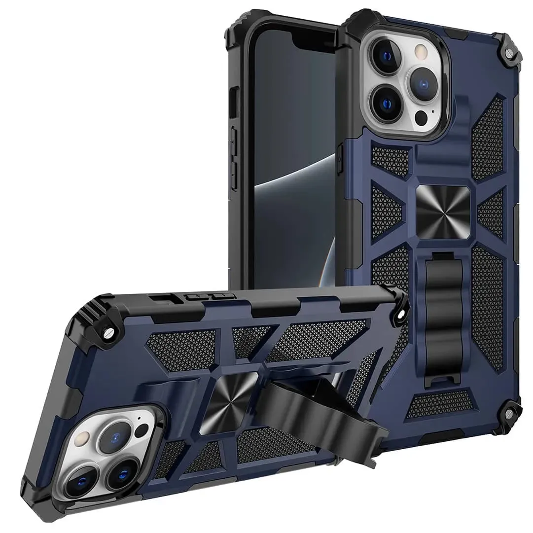 Rugged Design Style Apple iPhone 13 Pro Max Armor Case Kickstand & Magnetic Mount