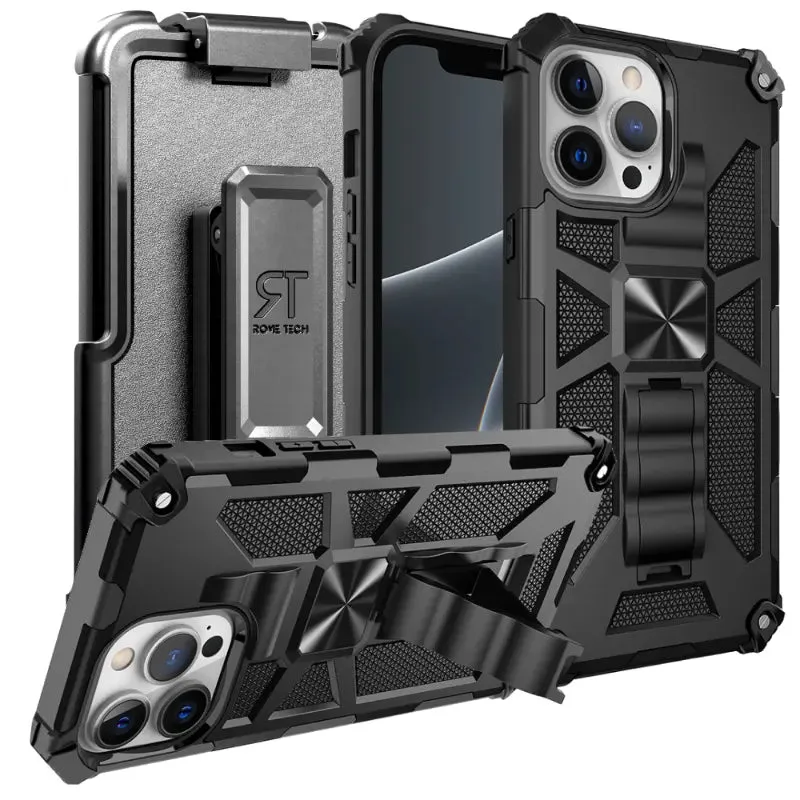 Protective Form Texture Minimal Touch Apple iPhone 13 Pro Max Armor Case Kickstand & Magnetic Mount